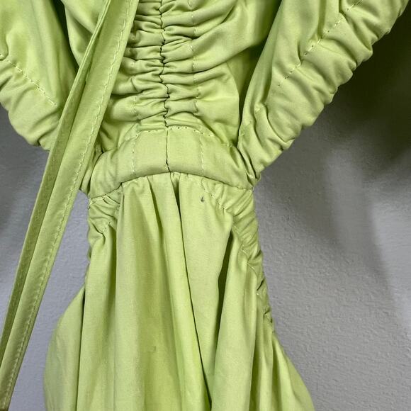 Nicholas Cotton Poplin Green Balloon Sleeve Midi Dress - Picture 9 of 9